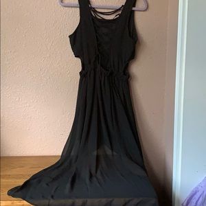 Black high low dress.